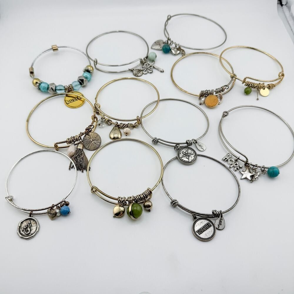 Vintage Charm Bracelets 12 Pieces - Silver Tone & Gold Tone Adjustable Bracelets